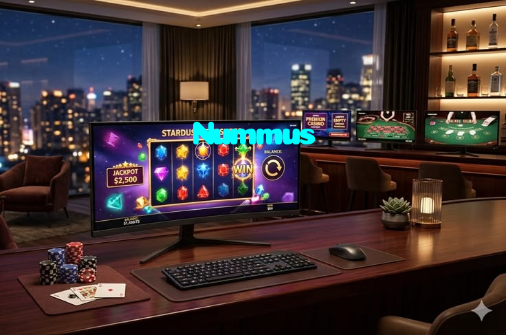 Nummus casino presented on mobile device in Pakistan with slots and live games